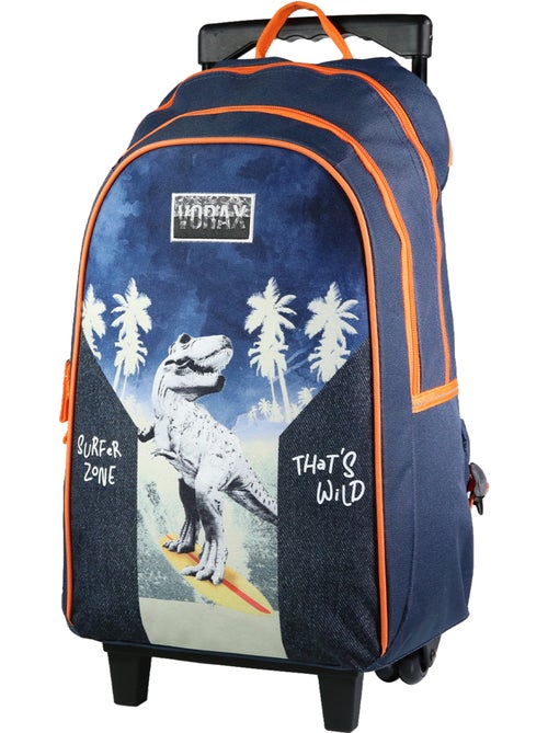 BAGTROTTER Sac à dos à roulettes Vorax Bleu Dinosaure Surf - Kiabi