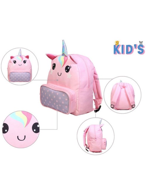 BAGTROTTER Sac à dos gouter maternelle 3D Licorne Kids Rose - Kiabi