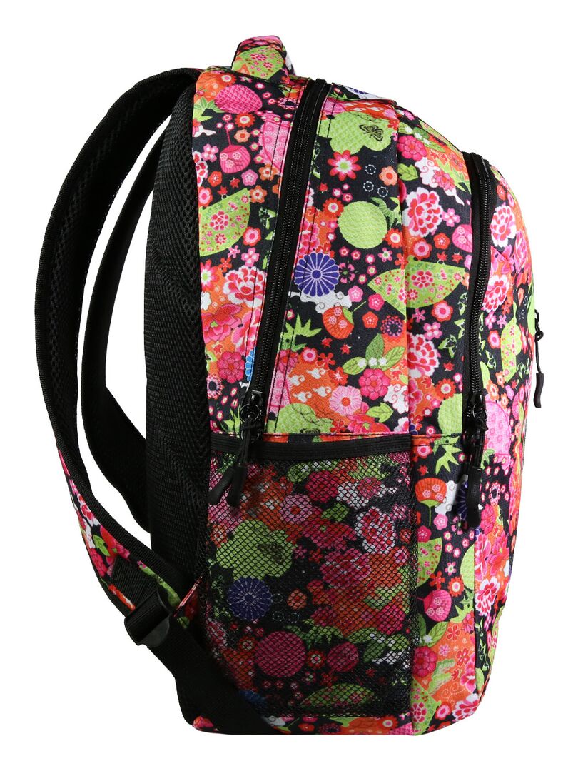 Set de sac à dos, sac gym et trousse Bagtrotter Multicolore Fleurs  japonaises