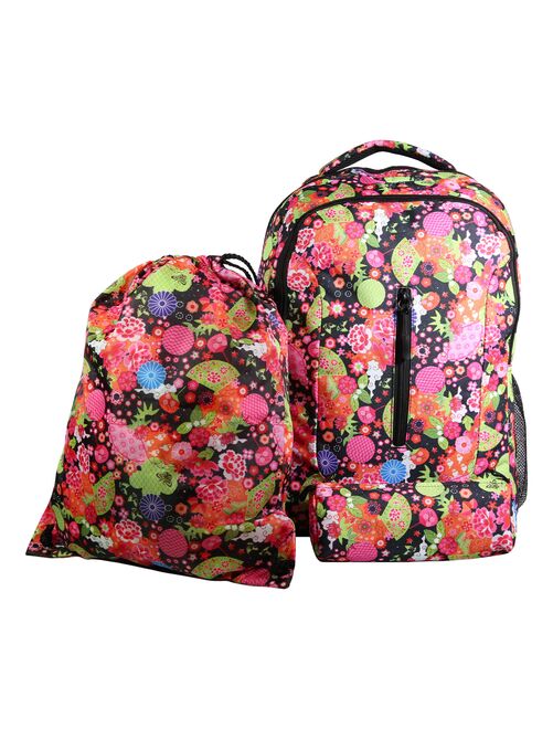 BAGTROTTER Set de sac à dos, sac gym et trousse Bagtrotter Multicolore Fleurs japonaises - Kiabi