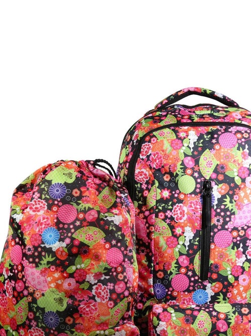 BAGTROTTER Set de sac à dos, sac gym et trousse Bagtrotter Multicolore Fleurs japonaises - Kiabi