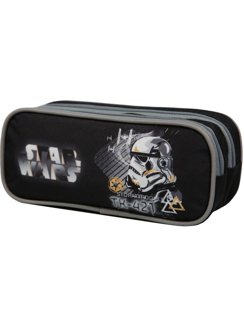 BAGTROTTER Trousse scolaire 2 compartiments Disney Star Wars Noire Noir - Kiabi