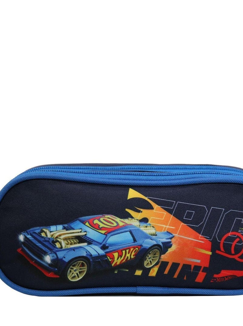 BAGTROTTER Trousse scolaire 2 compartiments Hot Wheels Voiture Bleue Bleu - Kiabi