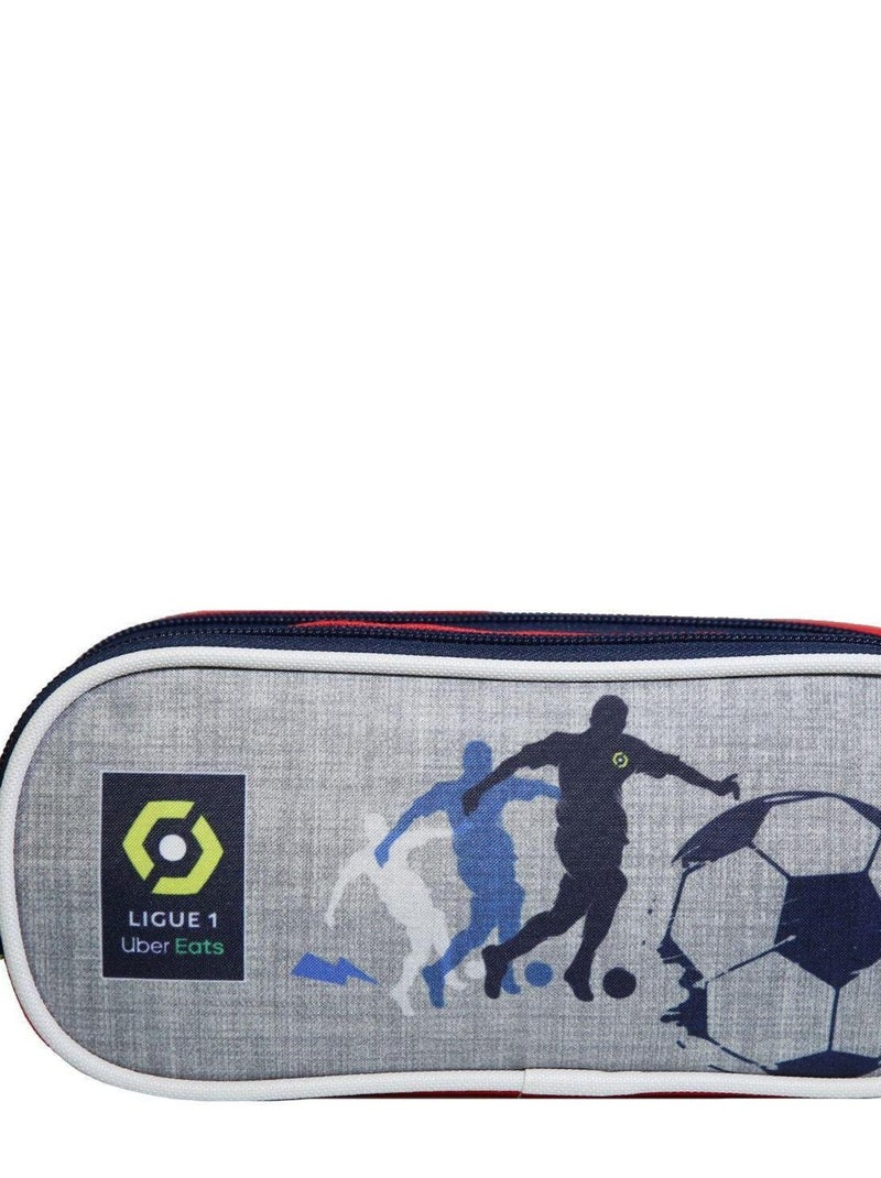 BAGTROTTER Trousse scolaire 2 compartiments Ligue 1 Uber Eats Football Grise Gris - Kiabi