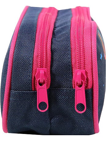 BAGTROTTER Trousse scolaire 2 compartiments Lili Lou Bleue Arc en ciel