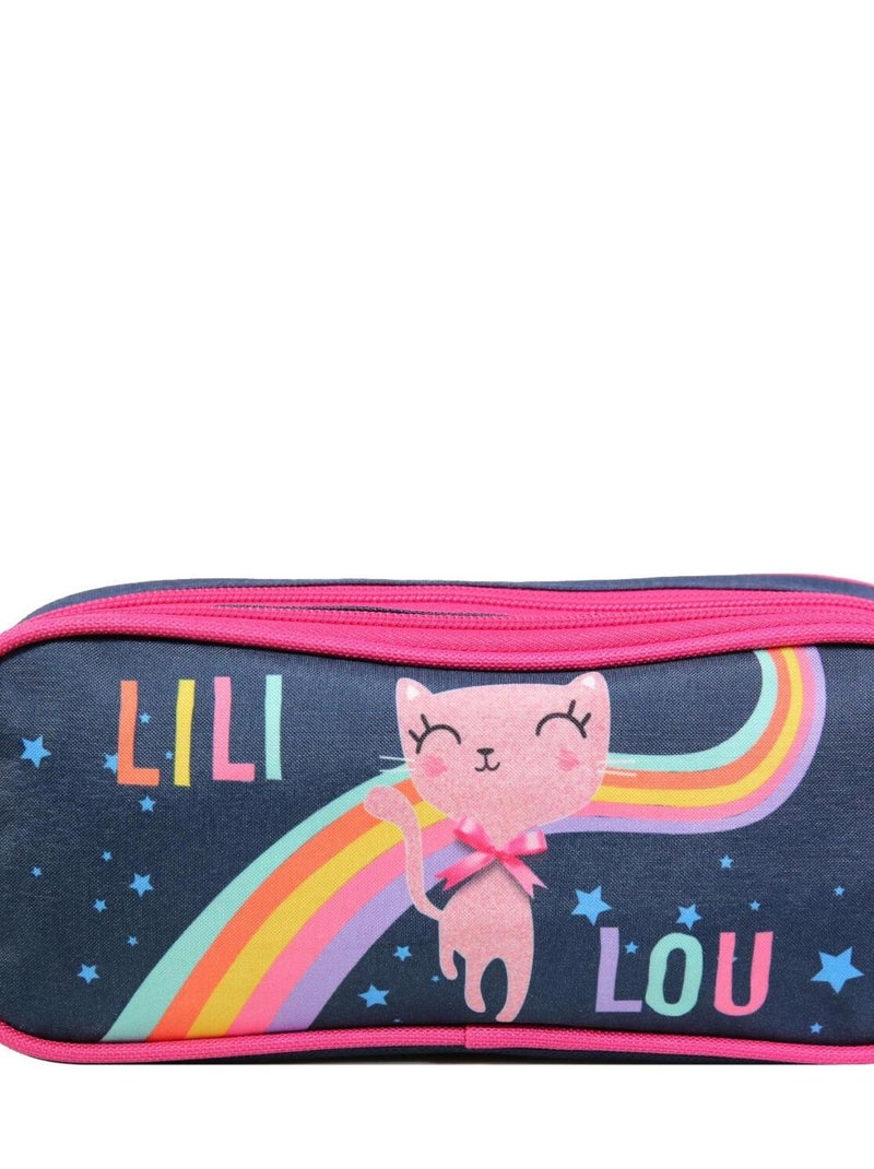 BAGTROTTER Trousse scolaire 2 compartiments Lili Lou Bleue Arc en ciel Bleu - Kiabi