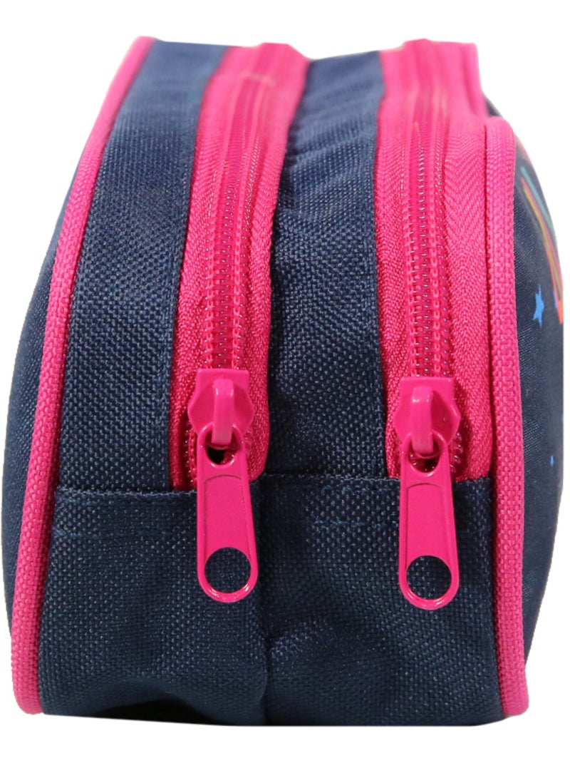 BAGTROTTER Trousse scolaire 2 compartiments Lili Lou Bleue Arc en ciel Bleu - Kiabi