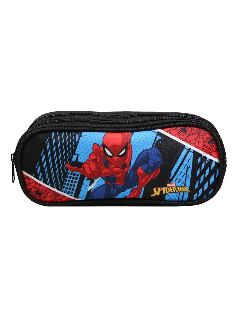 Trousse scolaire 2 compartiments Marvel Spider-Man Noire Toile d'araignée