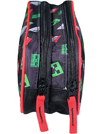 BAGTROTTER Trousse scolaire 2 compartiments Minecraft Noir