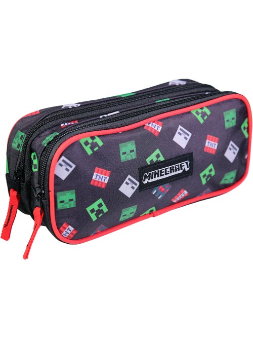 BAGTROTTER  Trousse scolaire 2 compartiments Minecraft Noir - Kiabi