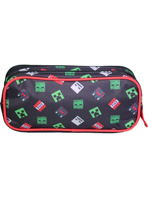 BAGTROTTER  Trousse scolaire 2 compartiments Minecraft Noir - Kiabi