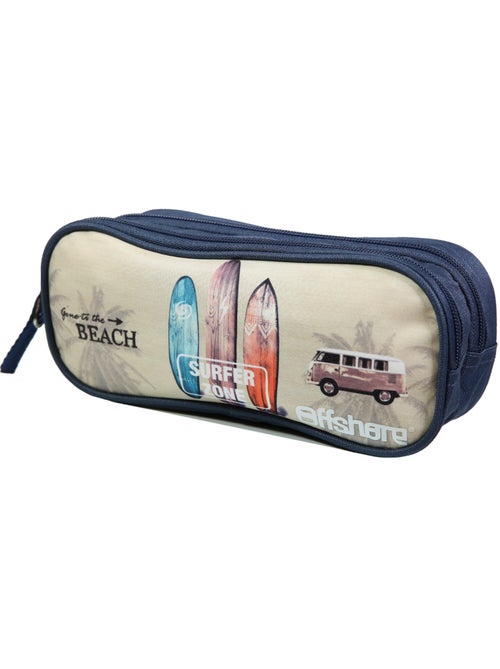 BAGTROTTER Trousse scolaire 2 compartiments Offshore Beige Van & Surf - Kiabi