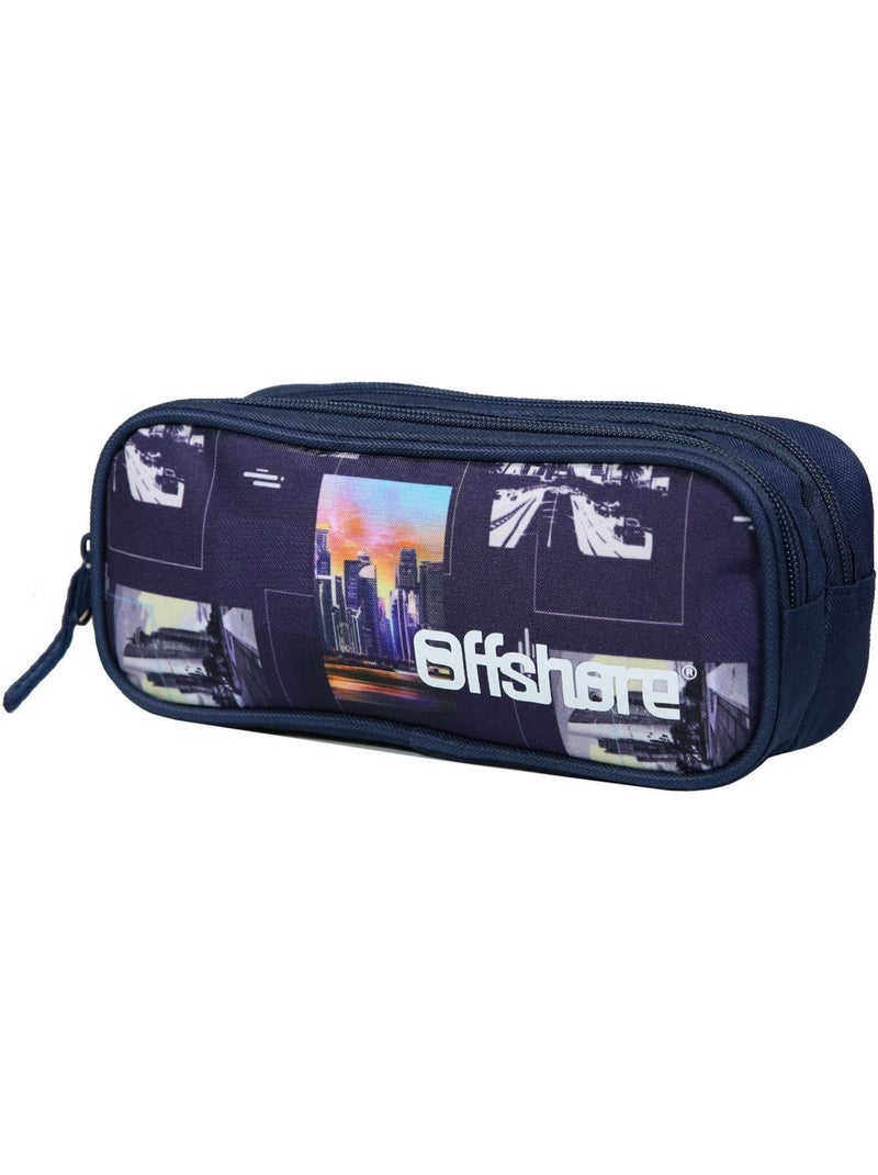 BAGTROTTER Trousse scolaire 2 compartiments Offshore City Ville Bleue Bleu - Kiabi