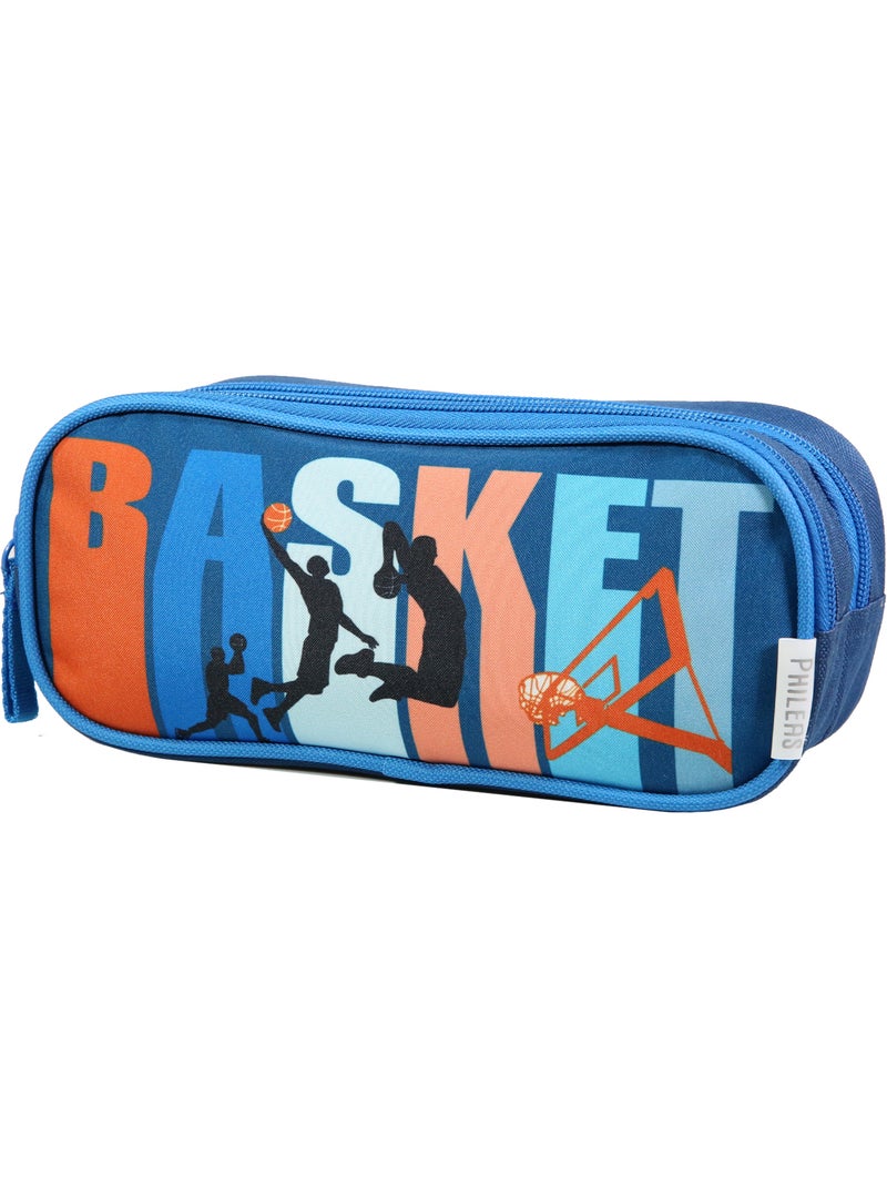 BAGTROTTER Trousse scolaire 2 compartiments Phileas Bleu Basket Bleu - Kiabi