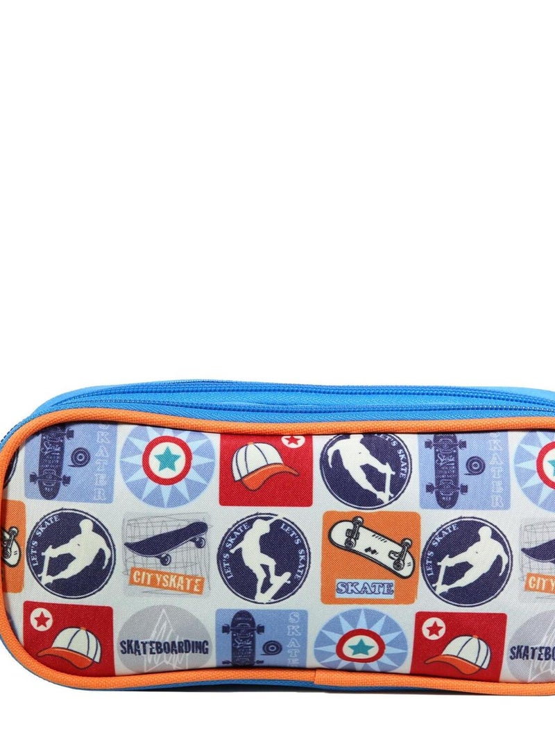 BAGTROTTER Trousse scolaire 2 compartiments Phileas Bleu Skateur Bleu - Kiabi