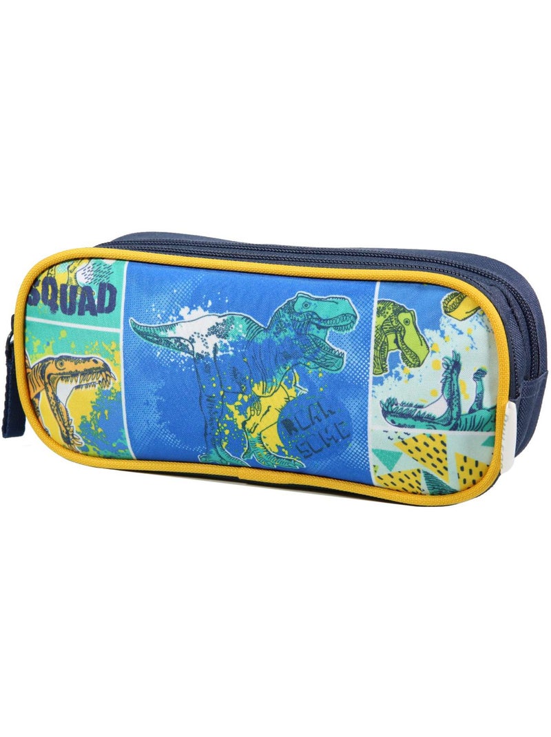 BAGTROTTER Trousse scolaire 2 compartiments Phileas Bleue Dinosaure Bleu - Kiabi