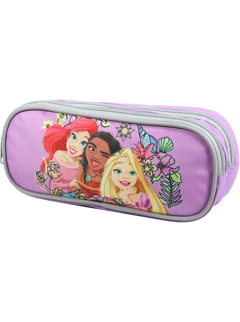BAGTROTTER Trousse scolaire 2 compartiments Princesses Violet Fleurs Violet - Kiabi