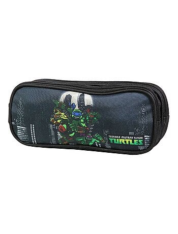 BAGTROTTER Trousse scolaire 2 compartiments Tortues Ninja Noire