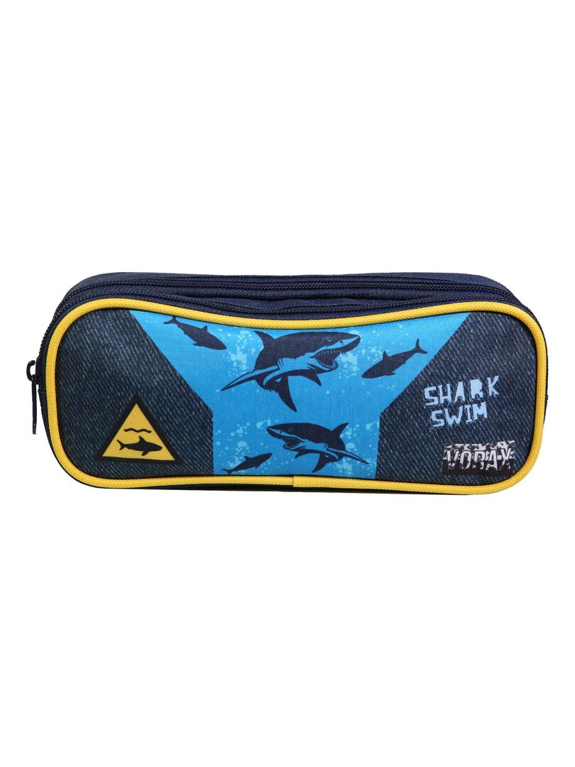 BAGTROTTER Trousse scolaire 2 compartiments Vorax Bleue Requins Bleu - Kiabi