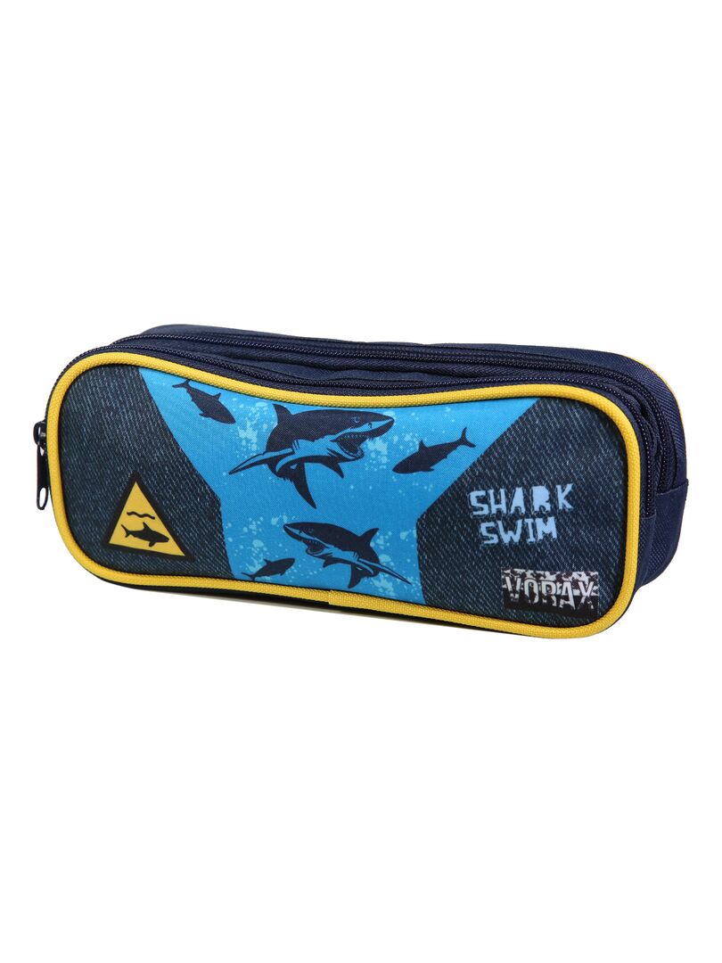 BAGTROTTER Trousse scolaire 2 compartiments Vorax Bleue Requins Bleu - Kiabi
