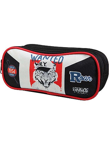 BAGTROTTER Trousse scolaire 2 compartiments Vorax Tigre Noire