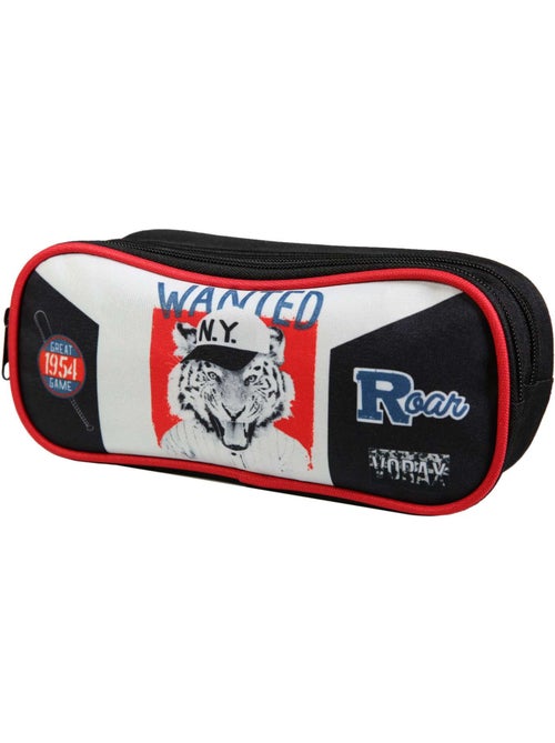BAGTROTTER Trousse scolaire 2 compartiments Vorax Tigre Noire - Kiabi