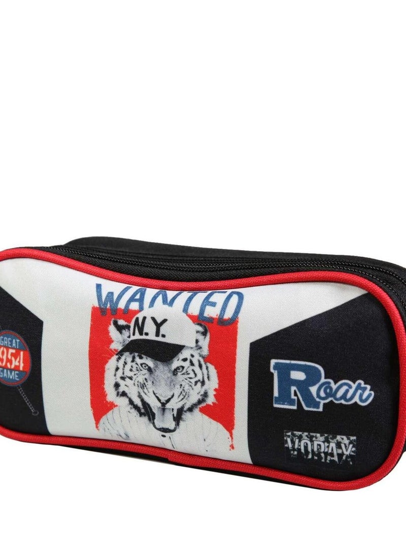 BAGTROTTER Trousse scolaire 2 compartiments Vorax Tigre Noire Noir - Kiabi