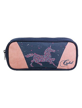 BAGTROTTER Trousse scolaire rectangulaire Cybel Cheval Licorne Bleu