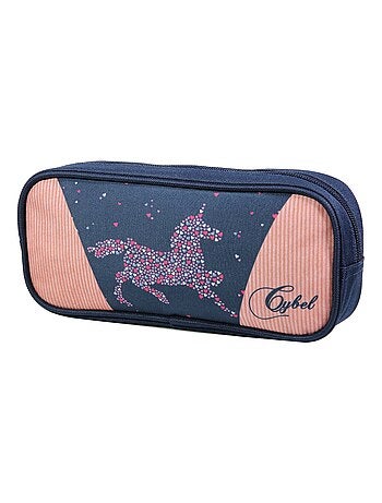 BAGTROTTER Trousse scolaire rectangulaire Cybel Cheval Licorne Bleu