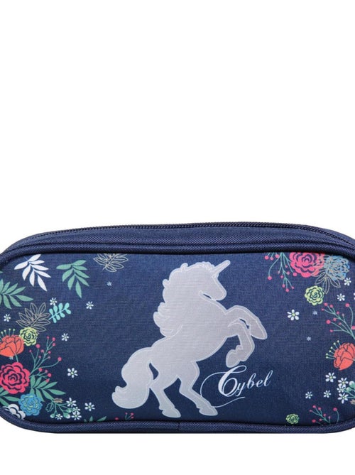 BAGTROTTER Trousse scolaire rectangulaire Cybel Cheval Licorne Bleu Fleurs - Kiabi