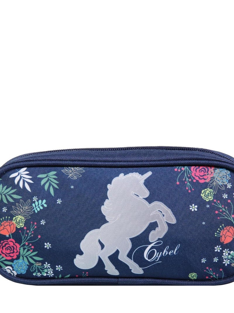 BAGTROTTER Trousse scolaire rectangulaire Cybel Cheval Licorne Bleu Fleurs Bleu - Kiabi