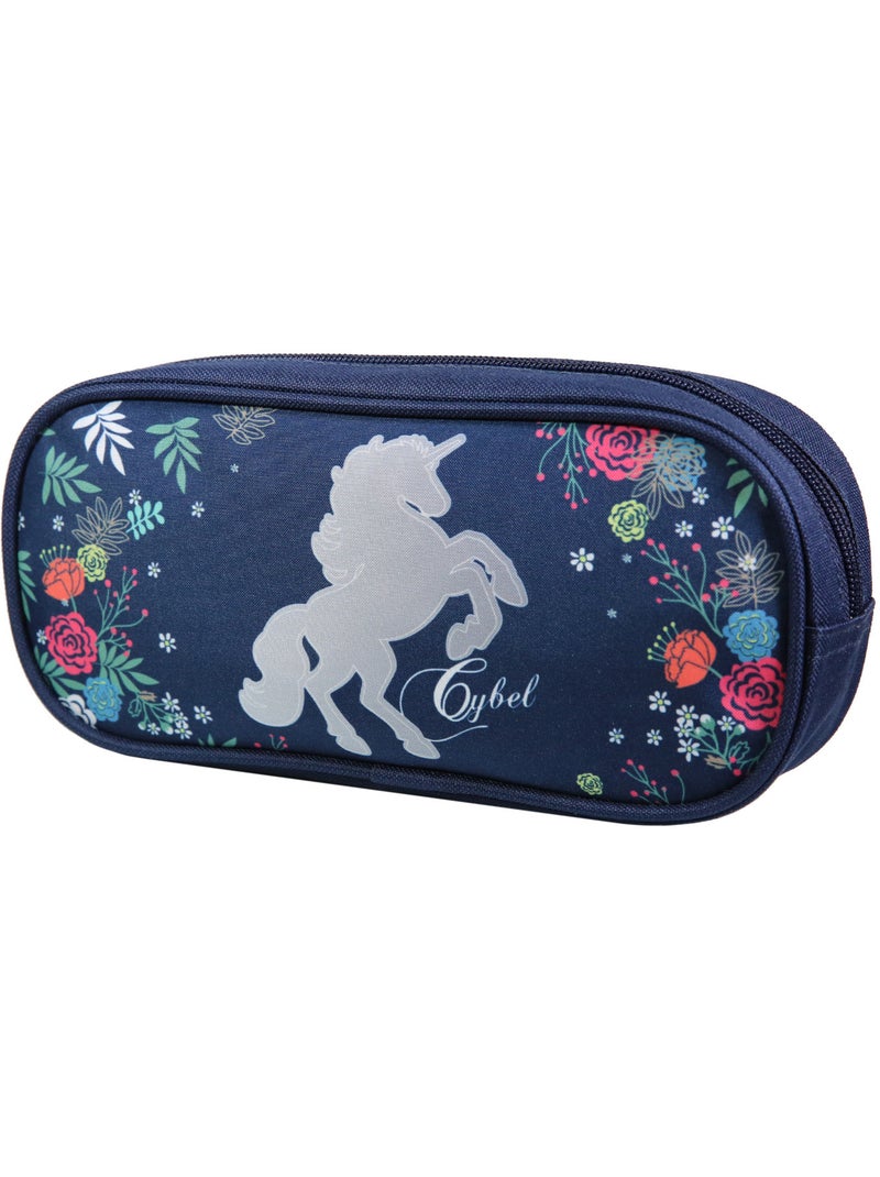 BAGTROTTER Trousse scolaire rectangulaire Cybel Cheval Licorne Bleu Fleurs Bleu - Kiabi