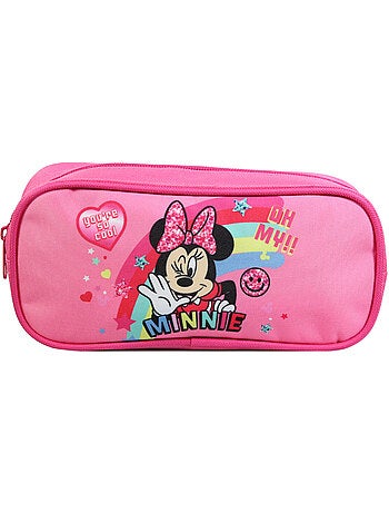 BAGTROTTER Trousse scolaire rectangulaire Disney Minnie Rose Arc en ciel