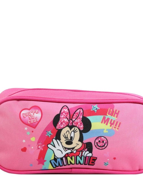 BAGTROTTER Trousse scolaire rectangulaire Disney Minnie Rose Arc en ciel - Kiabi