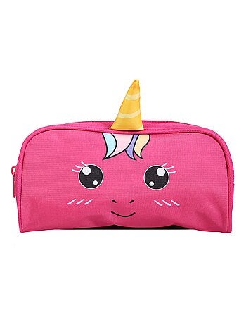BAGTROTTER Trousse scolaire rectangulaire Kids Rose Licorne