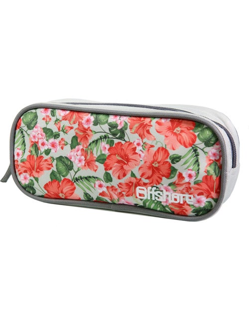 BAGTROTTER Trousse scolaire rectangulaire Offshore Grise Fleurs - Kiabi