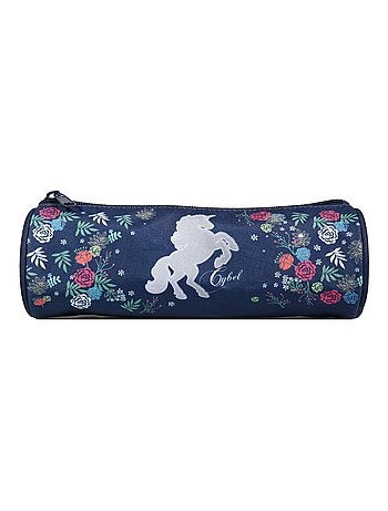 BAGTROTTER Trousse scolaire ronde Cybel Cheval Licorne Bleue