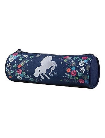 BAGTROTTER Trousse scolaire ronde Cybel Cheval Licorne Bleue