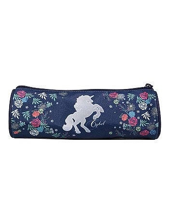 BAGTROTTER Trousse scolaire ronde Cybel Cheval Licorne Bleue