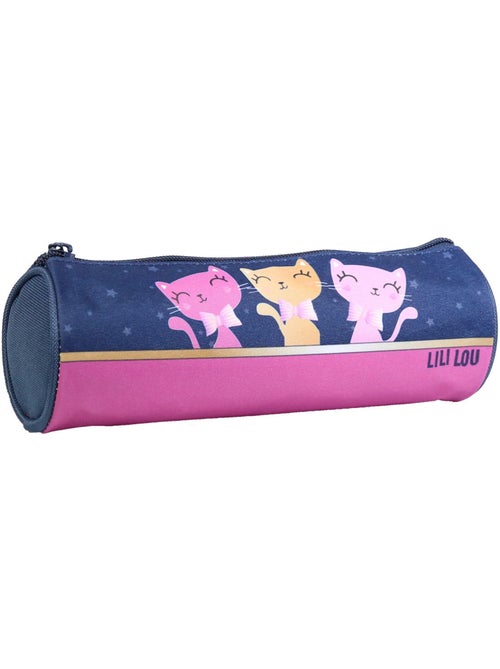 BAGTROTTER Trousse scolaire ronde Lili Lou 3 chats Bleue - Kiabi