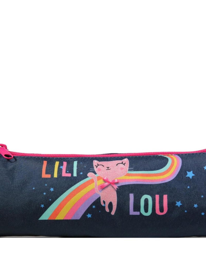 BAGTROTTER Trousse scolaire ronde Lili Lou Bleue Arc en ciel Bleu - Kiabi