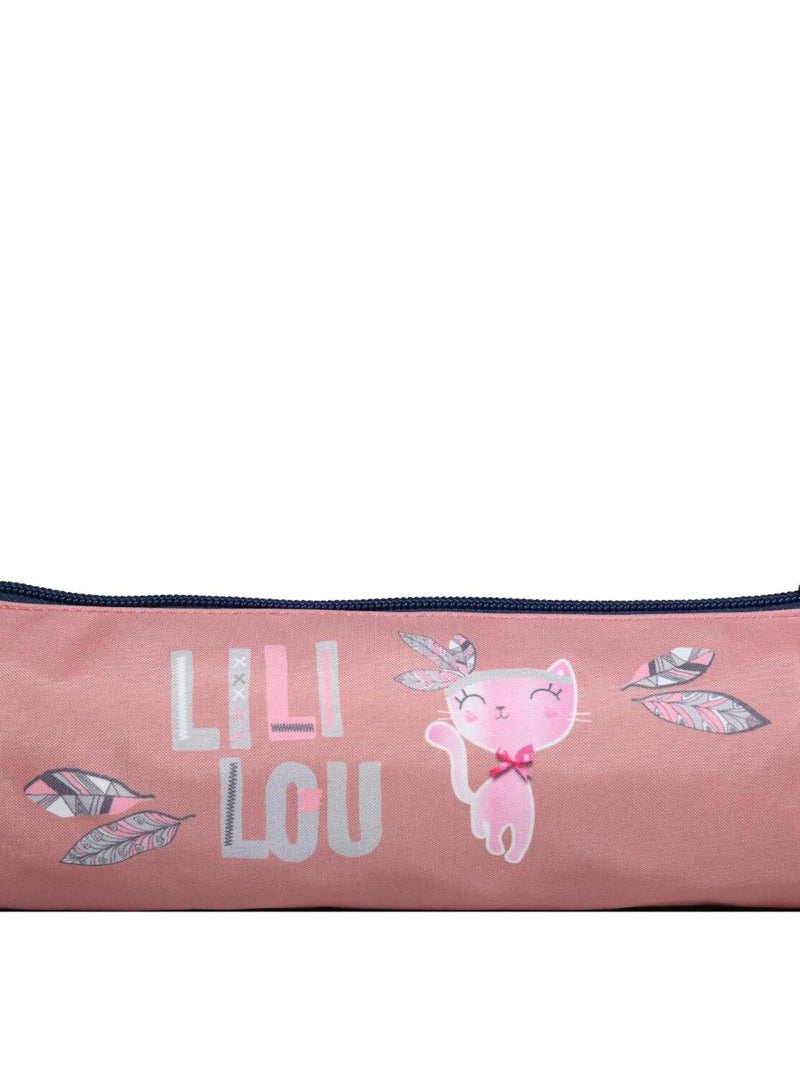 BAGTROTTER Trousse scolaire ronde Lili Lou Rose Plumes Rose - Kiabi