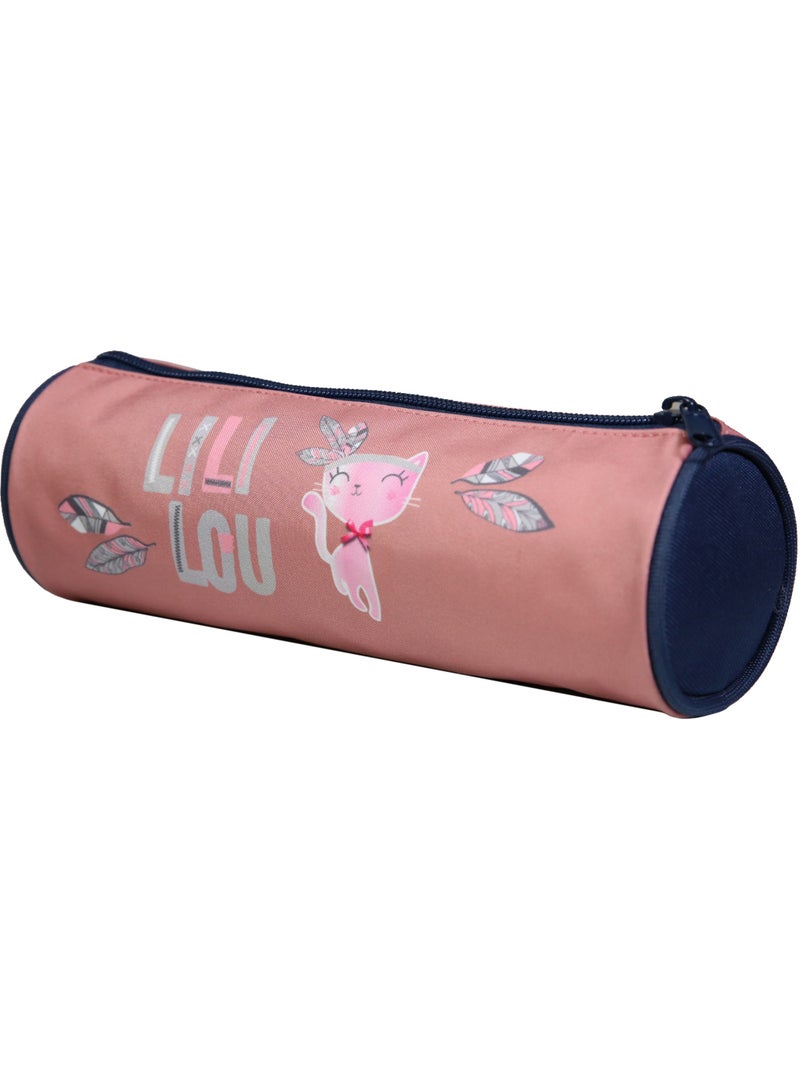 BAGTROTTER Trousse scolaire ronde Lili Lou Rose Plumes Rose - Kiabi