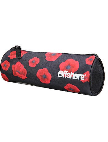 BAGTROTTER Trousse scolaire ronde Offshore Noir Coquelicots