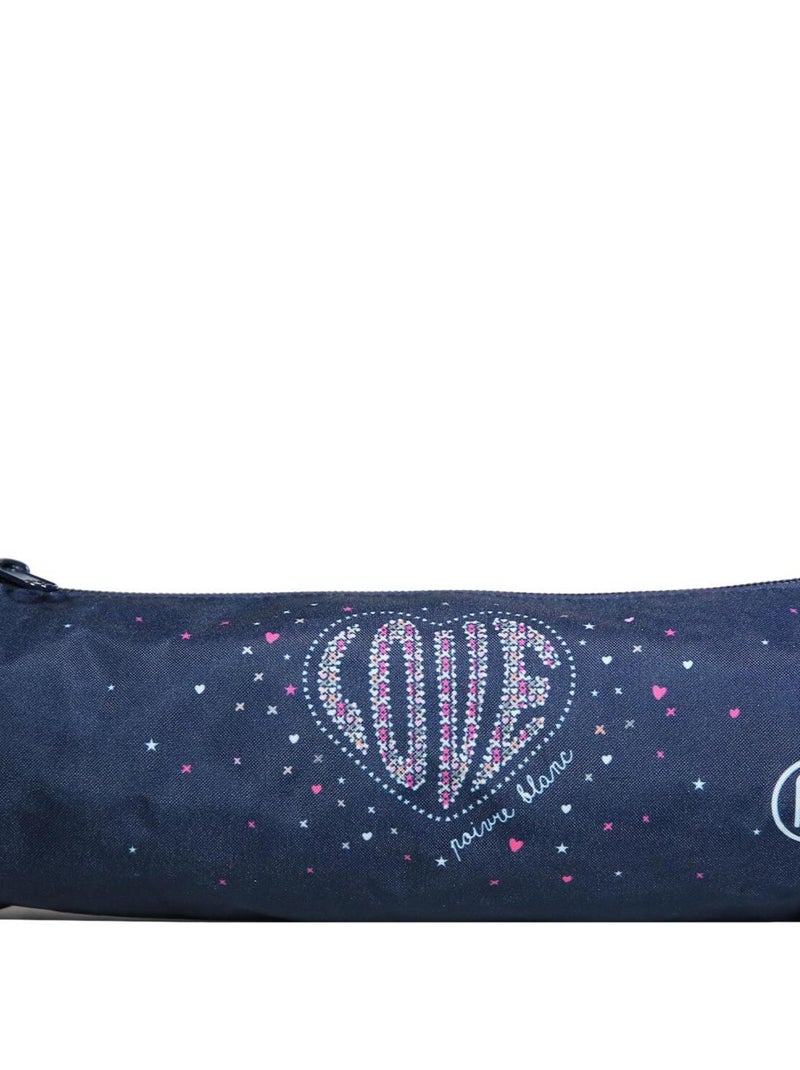 BAGTROTTER Trousse scolaire ronde Poivre Blanc Bleue Amour Bleu - Kiabi