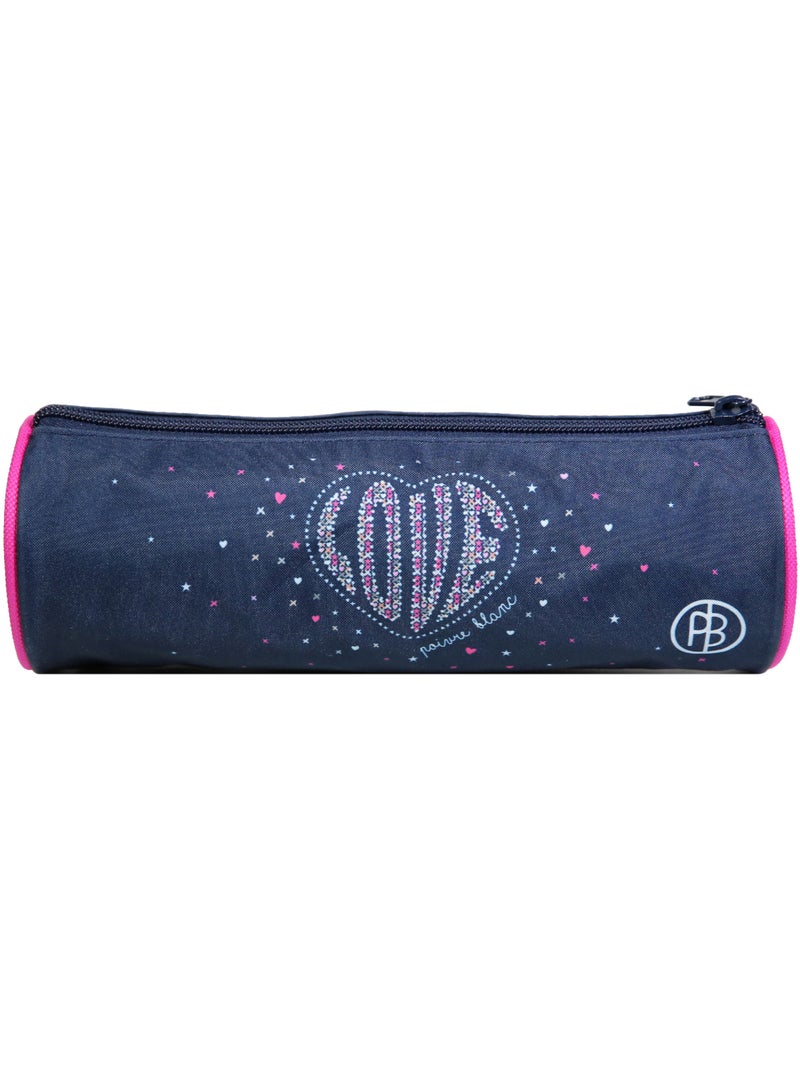 BAGTROTTER Trousse scolaire ronde Poivre Blanc Bleue Amour Bleu - Kiabi