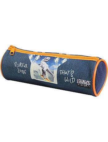 BAGTROTTER Trousse scolaire ronde Vorax Bleue Dinosaure Surf