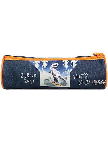 BAGTROTTER Trousse scolaire ronde Vorax Bleue Dinosaure Surf