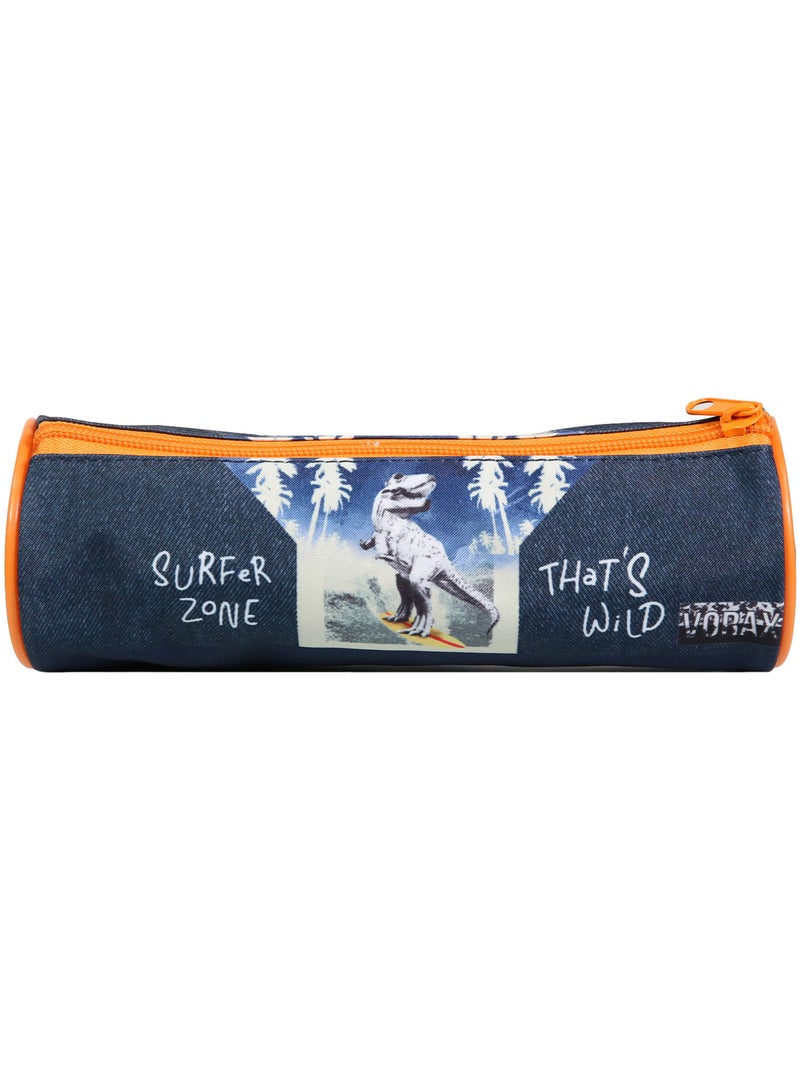 BAGTROTTER Trousse scolaire ronde Vorax Bleue Dinosaure Surf Bleu - Kiabi