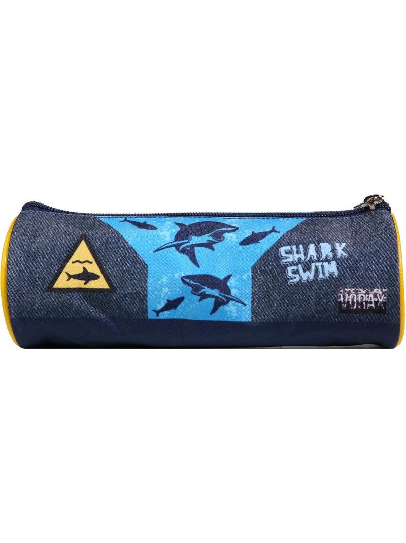 BAGTROTTER Trousse scolaire ronde Vorax Bleue Requins Bleu - Kiabi